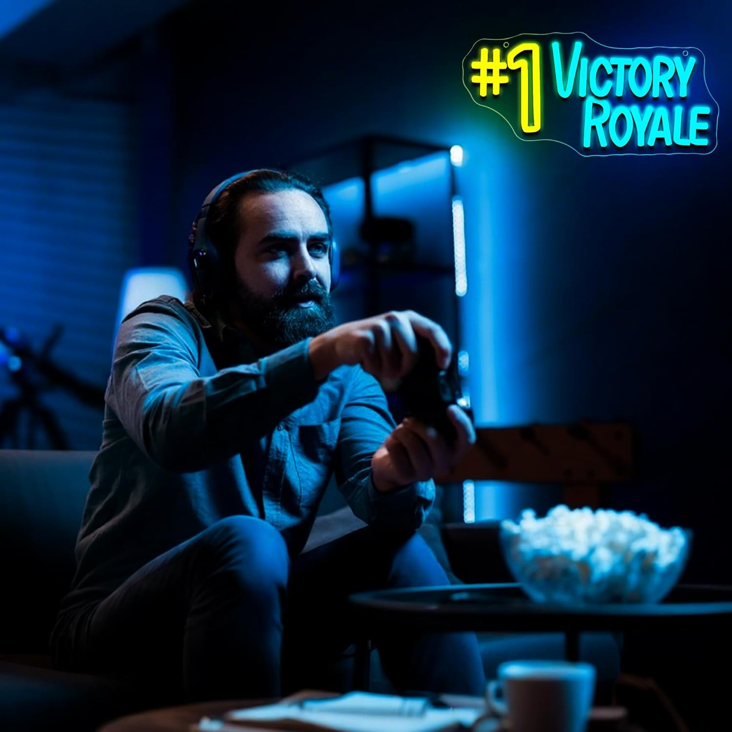 Victory Neon Sign for Wall Decor Game Logo Neon Light for Man Cave Birthday Gifts for Enthusiast Player Gamer Dimmable Led Sign for playroom Club Bar Dorm Decor Size 12.9 * 6.3In(P175)