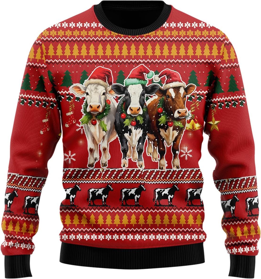 HANZSPROUT Cow Ugly Christmas Sweater For Women Men, Absurd Cow Mens Sweater Sweatshirt Xmas