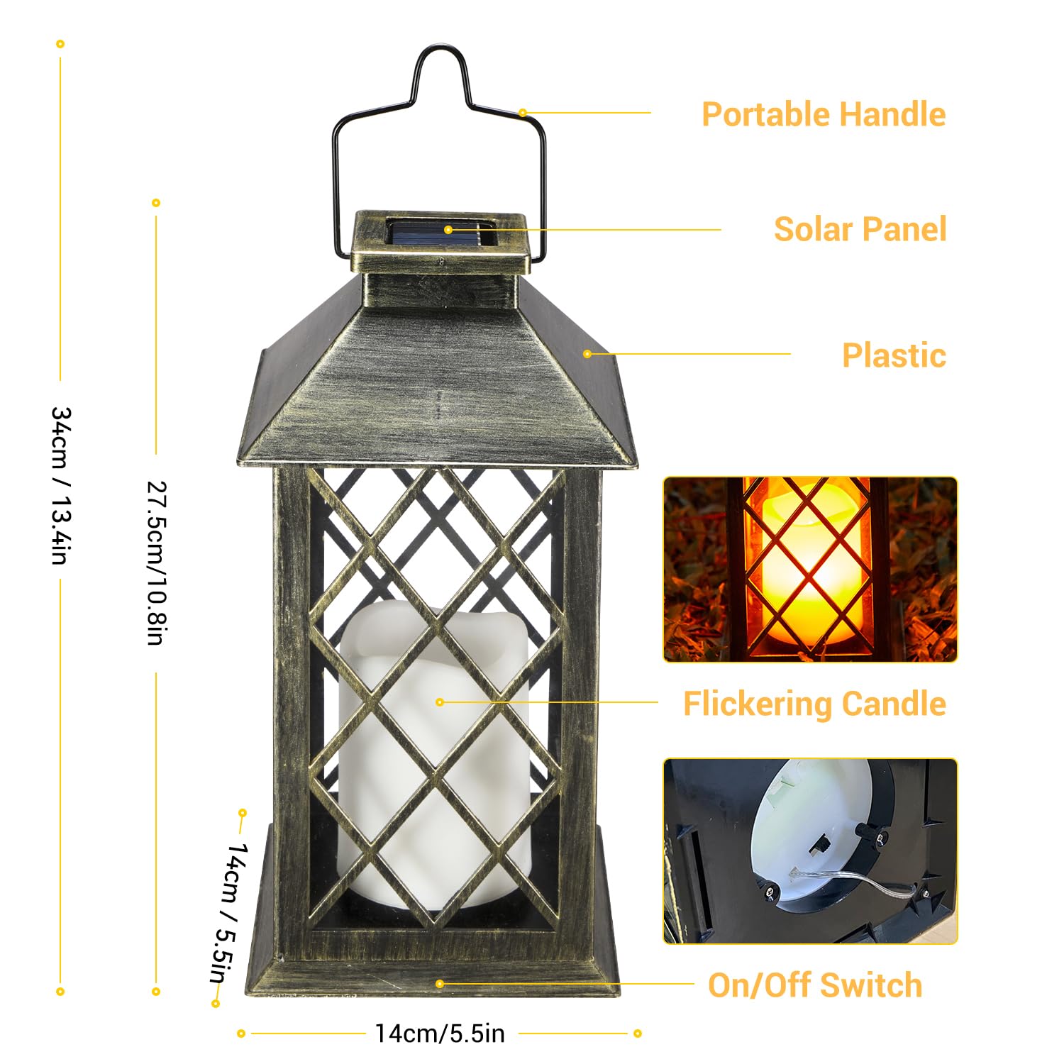 Lampada Solare Giardino Esterno 2 Pezzi – Lanterne Marocchine con Effetto Fiamma, Luce Calda LED, Accensione Automatica, Impermeabile IP44 per Decorazione Terrazzo, Percorsi e Natale