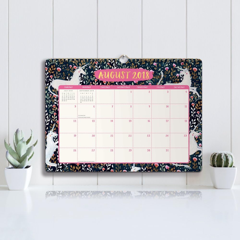 Orange Circle Studio 2019 Deluxe Wall Calendar, August 2018 - December 2019, Stay Magical Unicorns