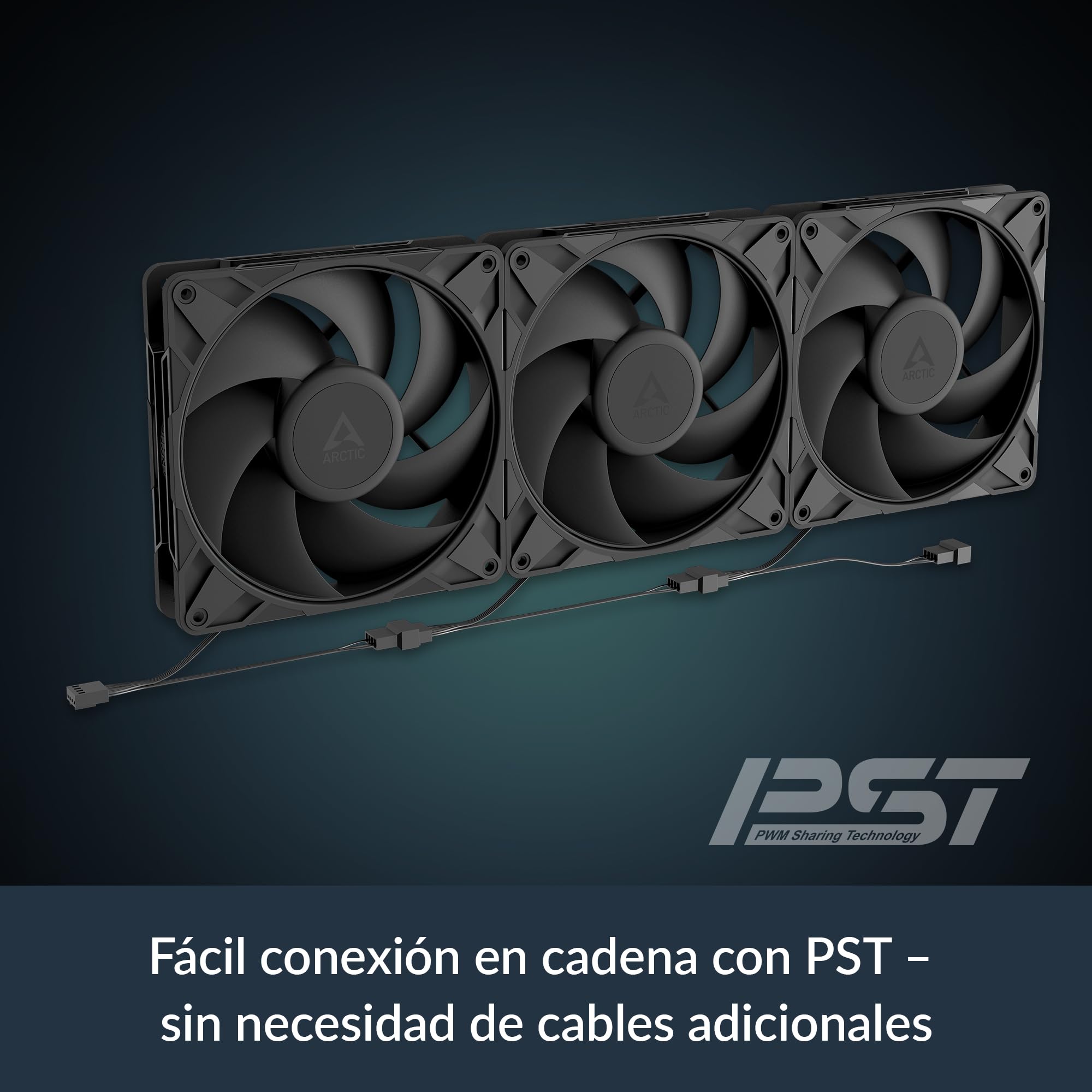 ARCTIC P14 Pro PST (5 Piezas) - Potente Ventilador de Caja PC Premium, Case Fan PWM 140 mm, Divisor de Cable en Y, 400–2500 rpm, 0 rpm <5% PWM, Rodamiento fluidodinámico, 4 Pines - Negro