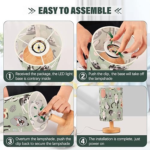 Miniatura 4 de Lámpara de mesita de noche, lámpara de mesa decorativa con pantallas de lámpara, lámpara de gatos divertidos para escritorio tocador