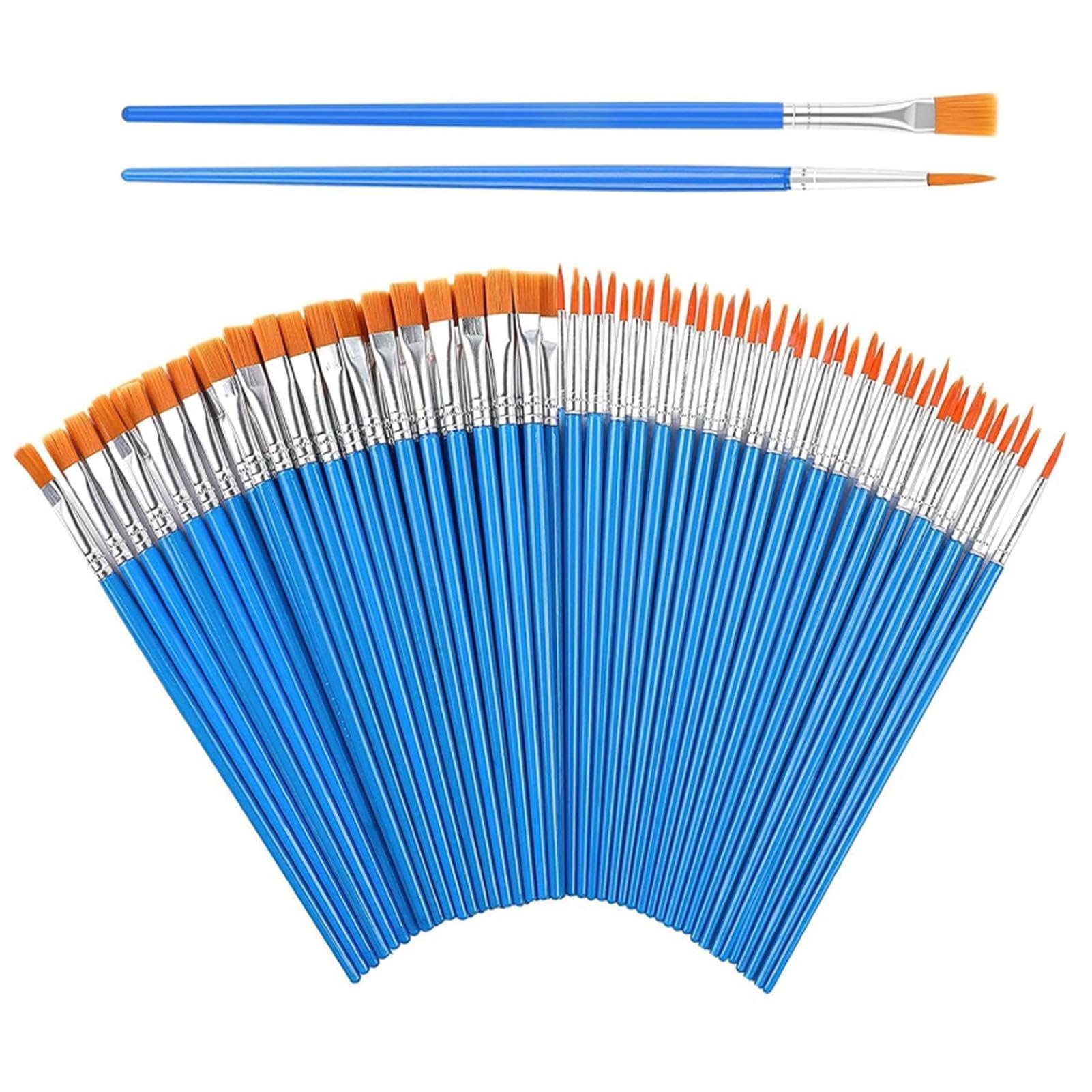 60 Pcs Paint Brush Set, 30 Flat and 30 Round Pointed Paintbrush