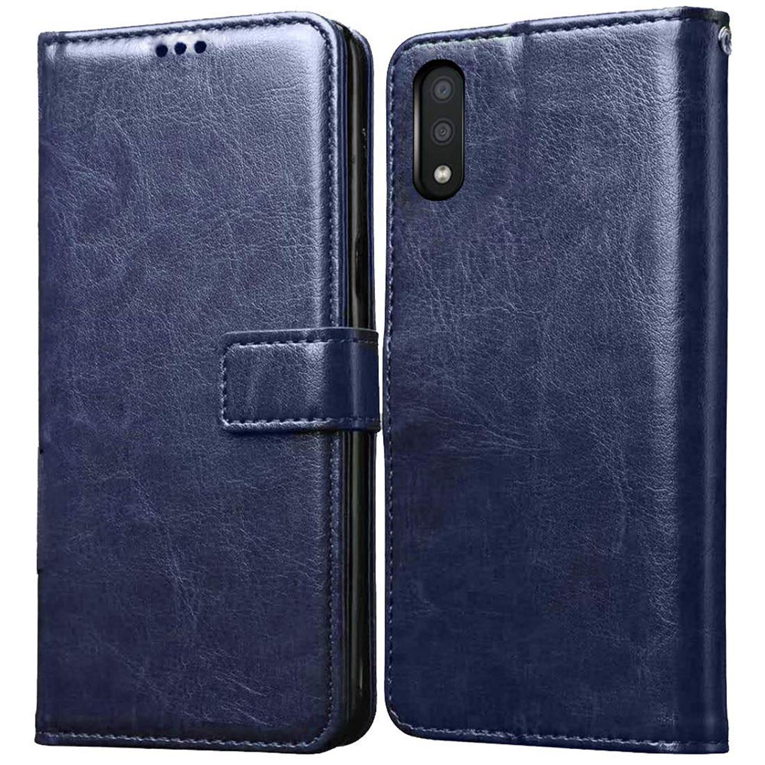 Solimo Leather and Plastic Soft and Flexible Flip Mobile Back Cover for Samsung Galaxy M02 (Blue) (B08W3JM33P) Amazon Price History, Amazon Price Tracker