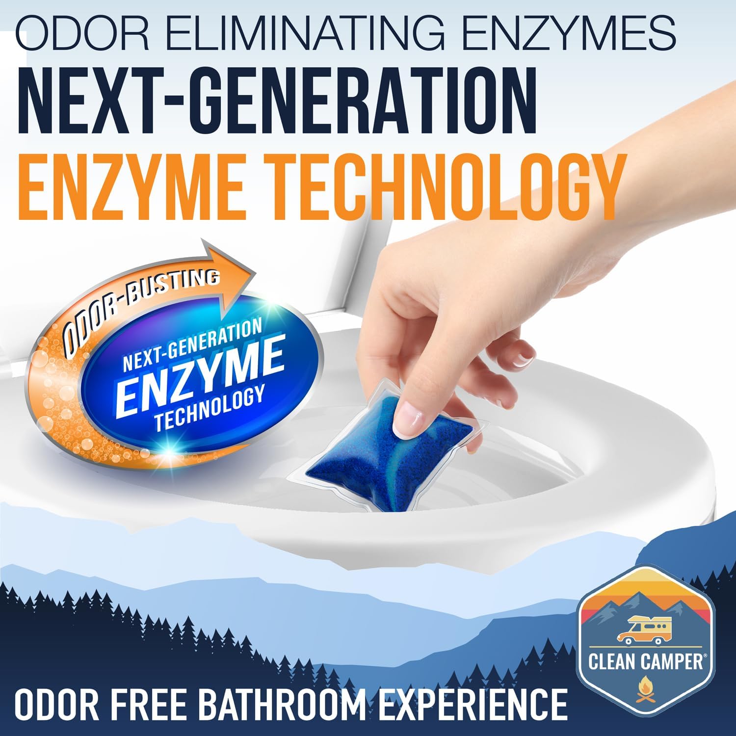 Clean Camper Extreme Strength RV Holding Tank Pods Maximum Odor Control & Fast Waste Breakdown | Bio-Active Enzyme Formula | Sensor Safe, Septic-Safe, & Eco-Friendly | Easy Drop-In Pods
