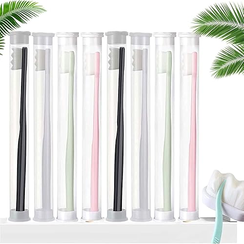 Bopanol Paquete de 8 cepillos de dientes BREVI nano, de inspiración nórdica, cerdas suaves ultrafinas, cerdas onduladas, dientes sensibles y encías