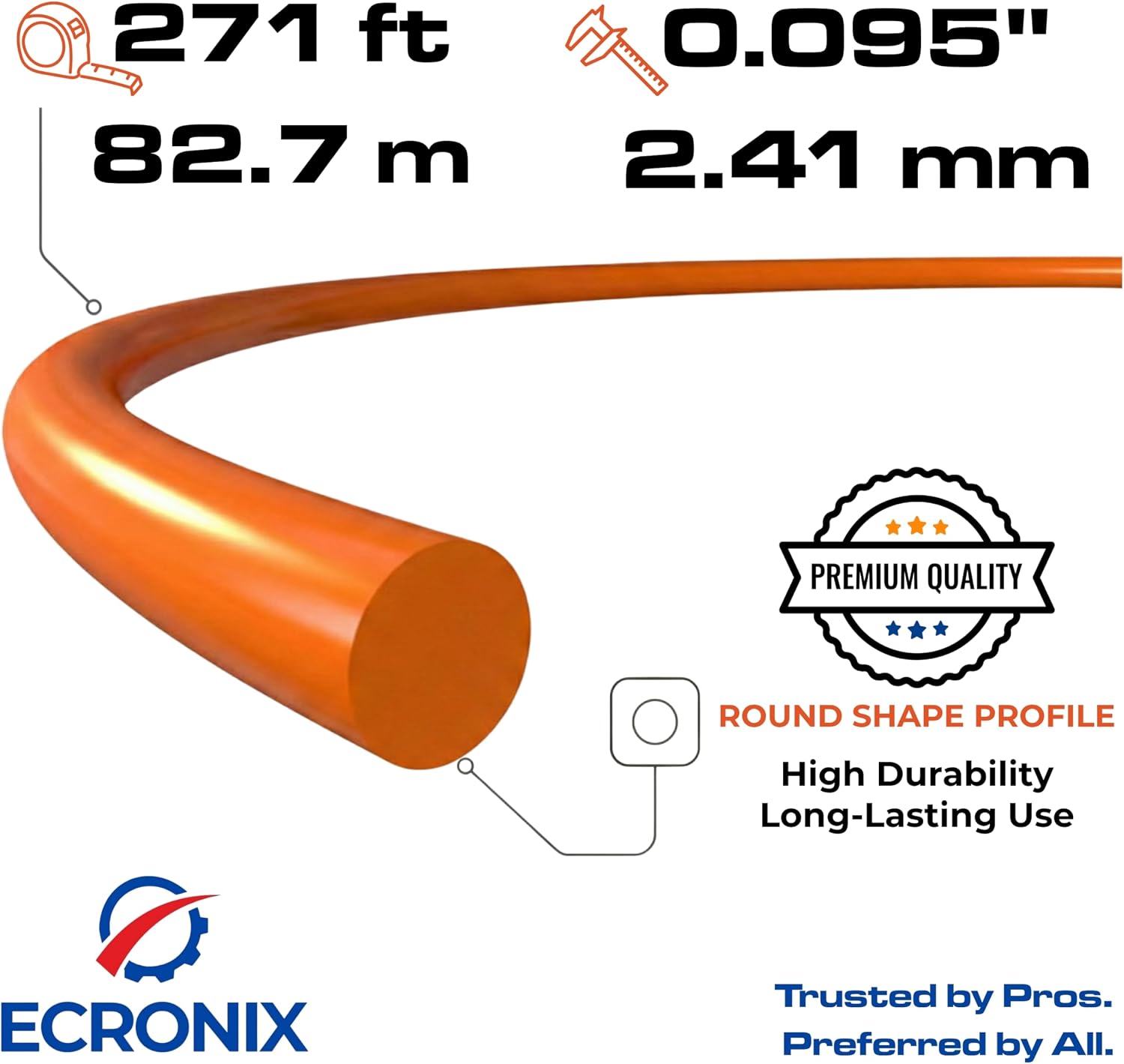 095 1lb Round Trimmer Line, Heavy Duty Weed Eater String image 3