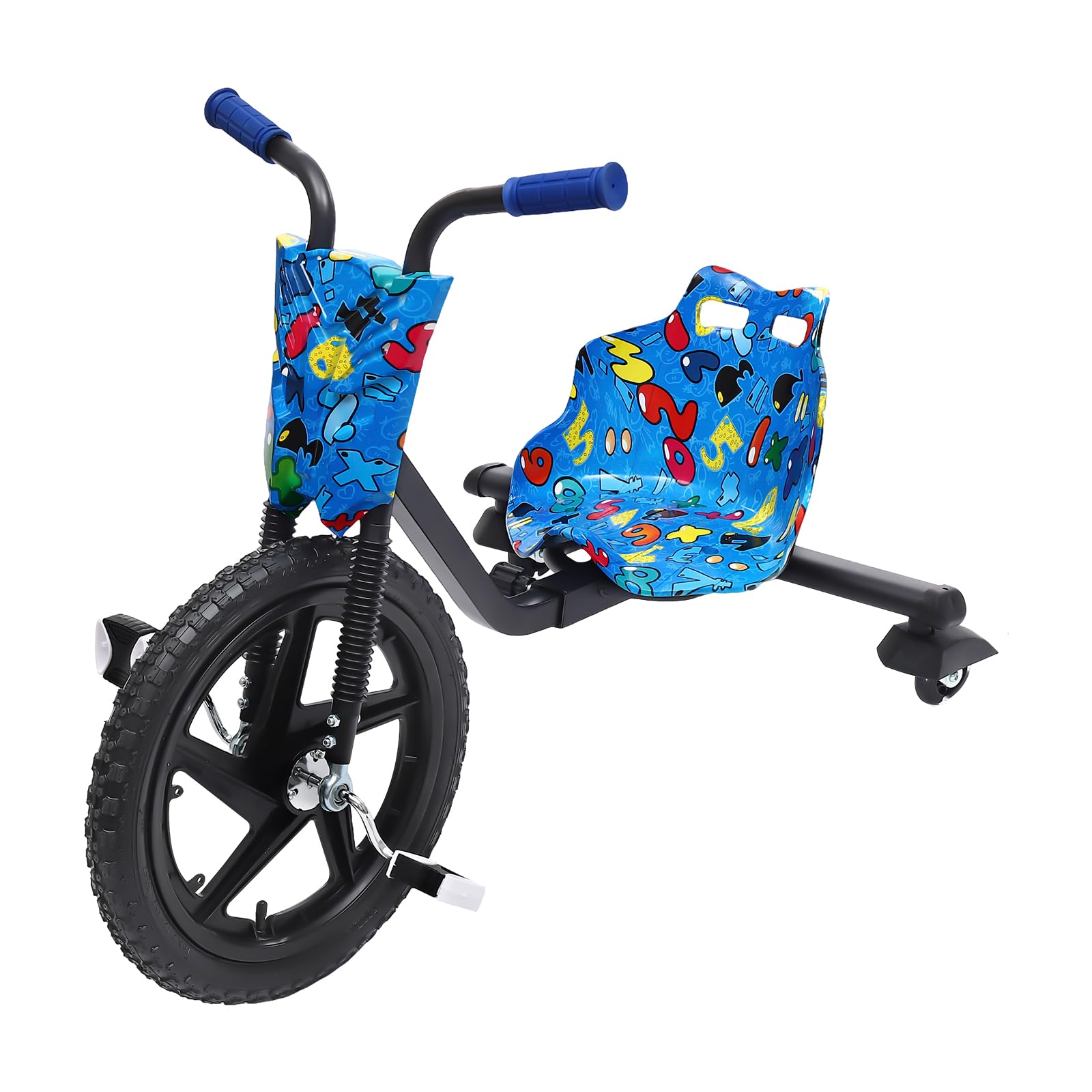 Monopattino per bambini a 360 gradi, 4 lunghezze regolabili, Crazy Cart per bambini, Go Kart Drift Trike, distanza larga 26 pollici, ruota anteriore 40 cm, portata 80 kg, per auto a partire dai 6 anni