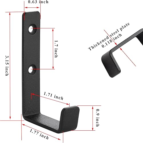 Miniatura 2 de Ganchos de pared resistentes extra gruesos de metal puro, doble agujero, gancho más firme, para abrigos, llaves, bata, ganchos de utilidad