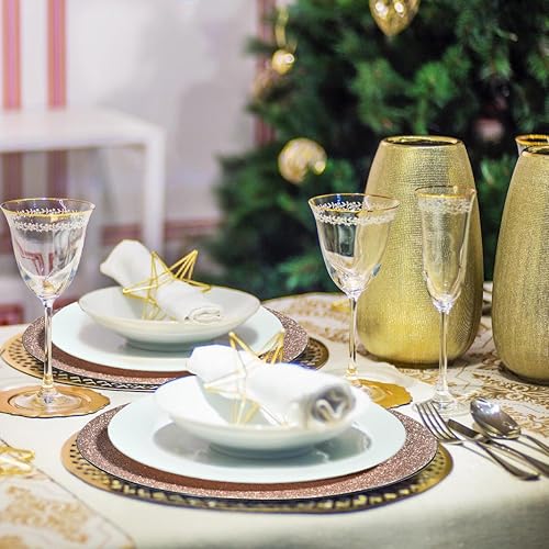 Miniatura 5 de ALINK Rose Gold Glitter Charger Plates, 13 Inch Large Round Party Chargers for Dinner Plates, Plastic Decorative Plates for Christmas, Wedding,