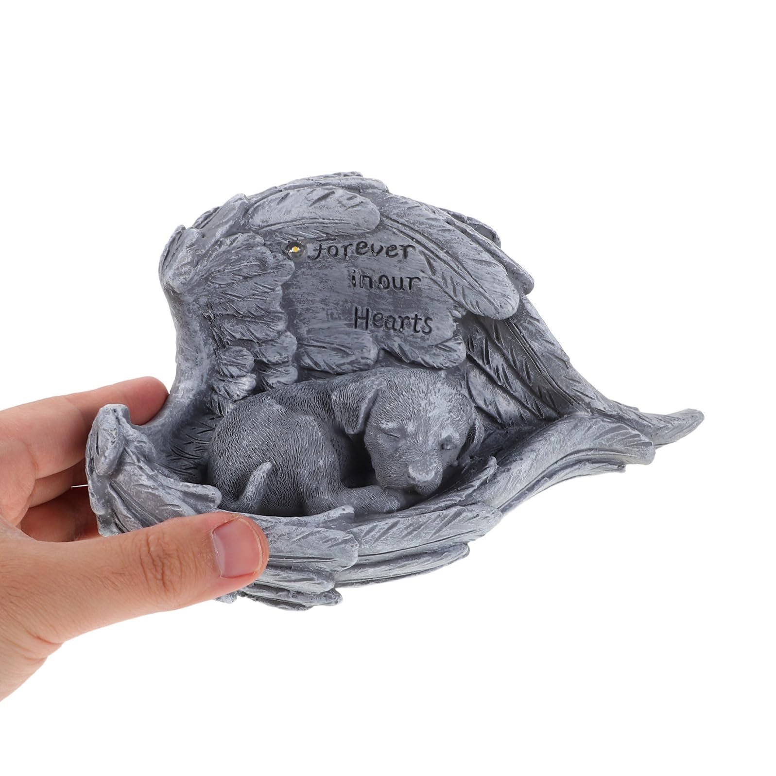 Tofficu Statua Commemorativa Cane Resistente alle Intemperie con Decorazione Alata in Resina Facile da Installare e Mantenere per Giardino Esterno Decorazione Commemorativa per Animali