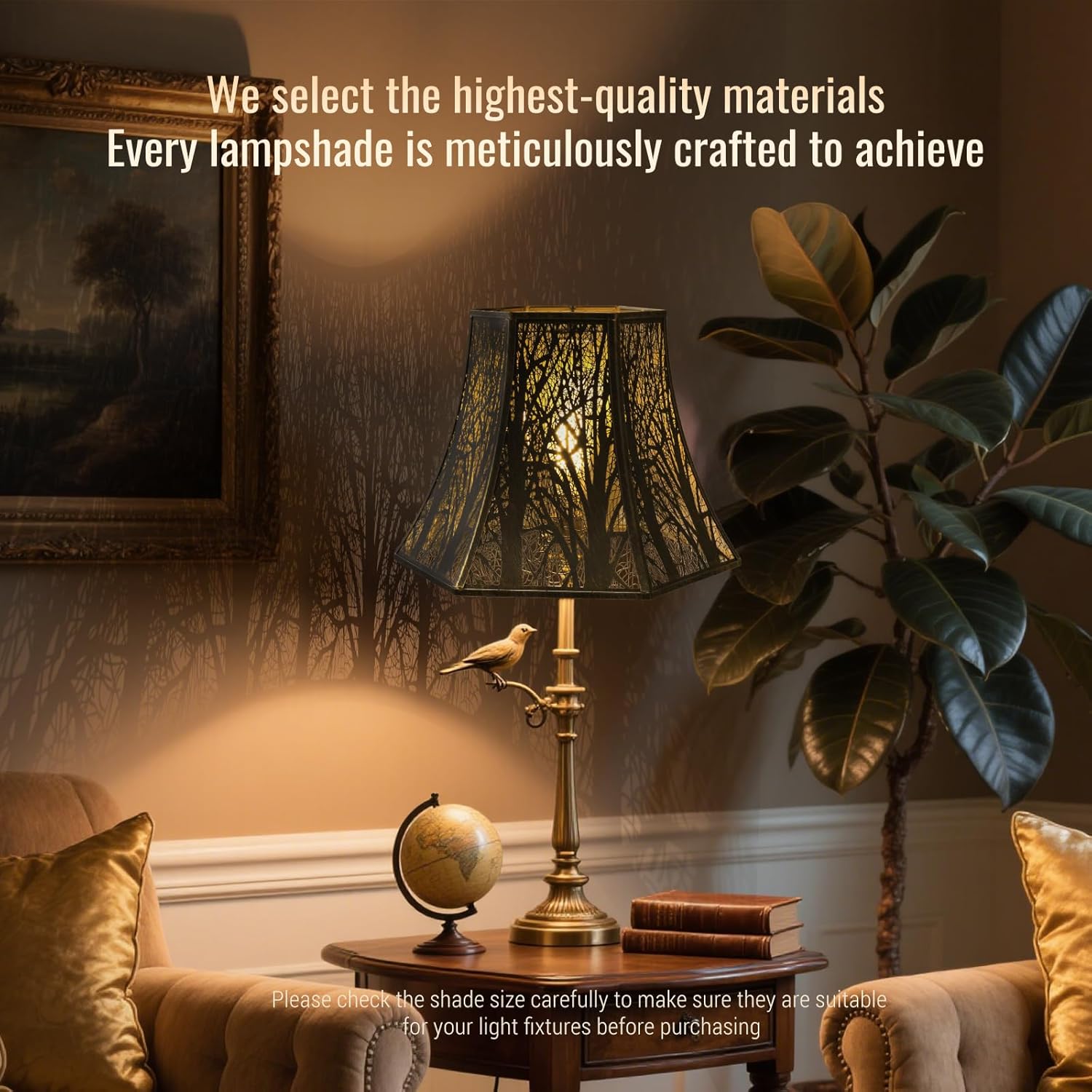 Lampshade Bell Lamp Shade, Metal 9" Top x 16" Bottom x 11.5" High (Spider) Antique Bronze Gold Large Lamp Shades for Table&Floor Lamps in Living Room and Reading Room, Etched Lampshades Replacement