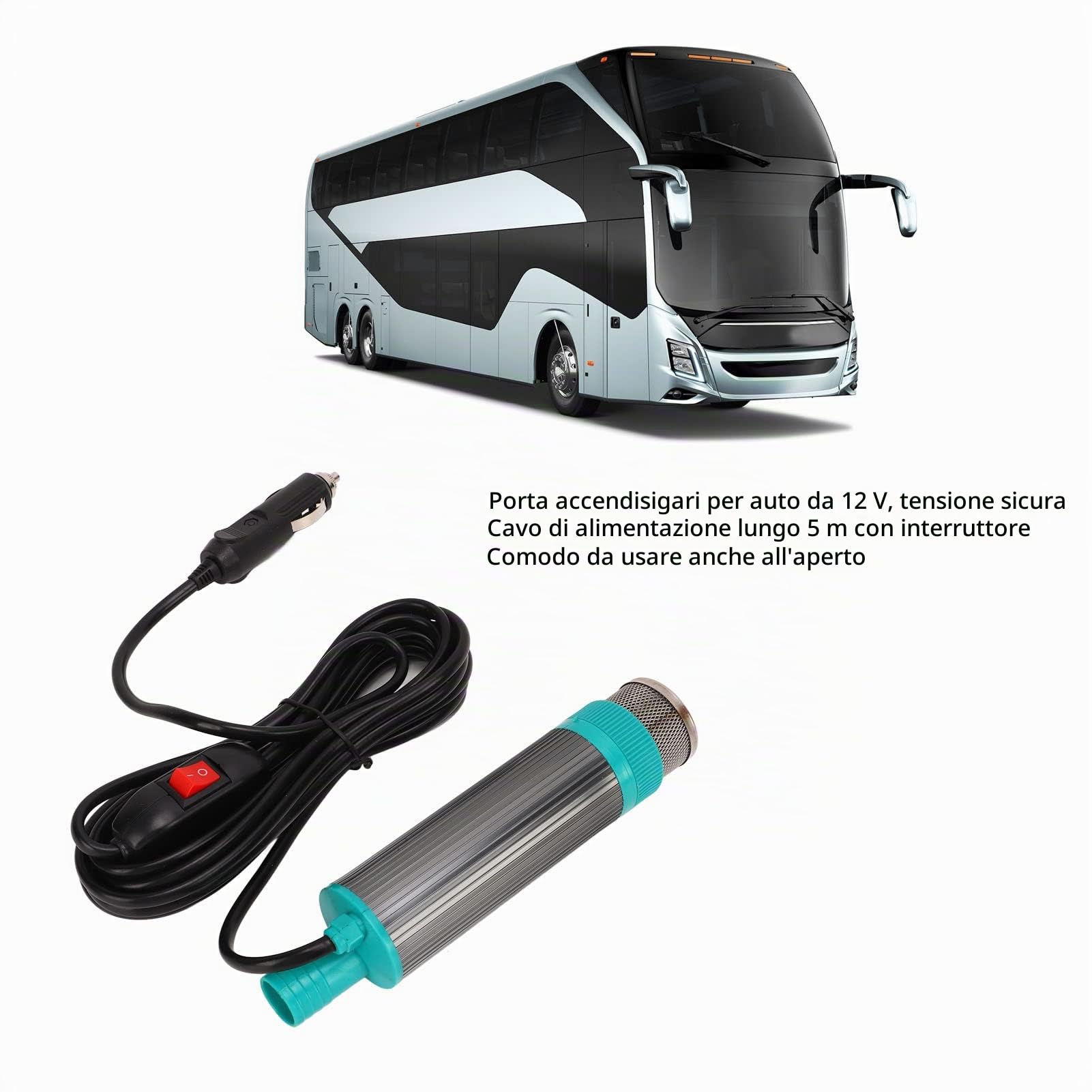Estrattore Pompa di Trasferimento, Pompa di Trasferimento del Carburante Elettrica Portatile, Pompa Elettrica Portatile per Estrazione dell'Acqua Dell'olio 12 V con 5 M di Fluido di Trasferimento D