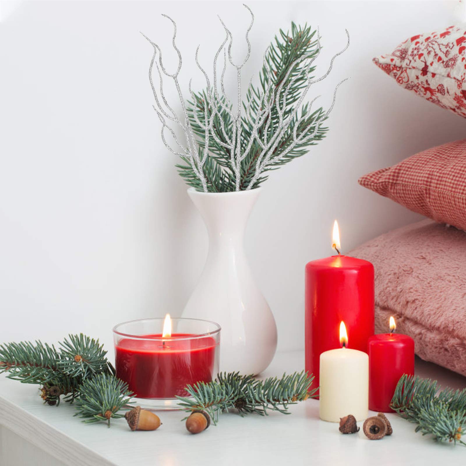 Feuilles argentées de Noël haut de gamme en lot de 10