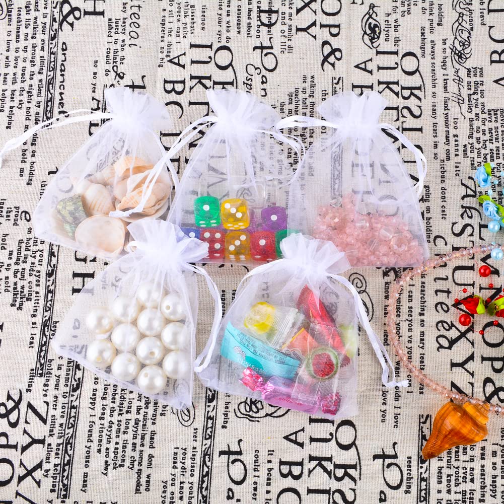 Wambere 20 stuks witte organzazakjes, cadeauzakjes, snoepzakjes, sieradenzakjes voor bruiloft, verjaardag, festival, feest, geschenkverpakking, 40 x