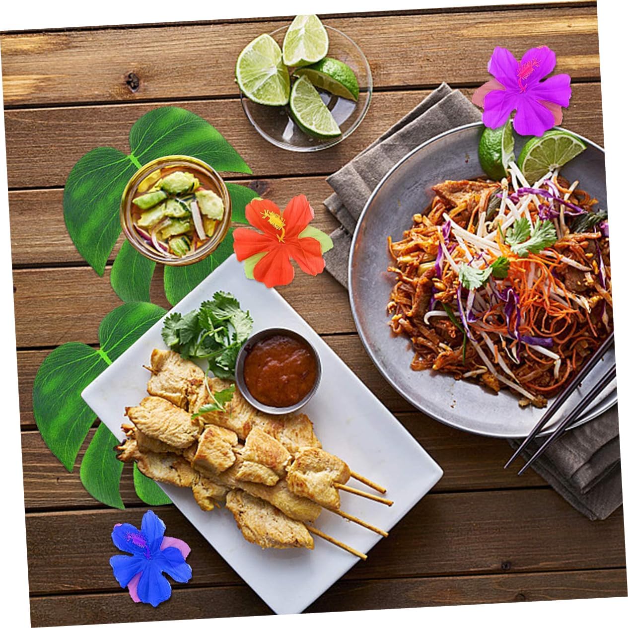 BESTYASH 2 Sets Hawaii Table Skirt Decorations for Birthday Parties Hawaiian Banquet Ornaments for Themed Celebrations Cafes and Restaurants