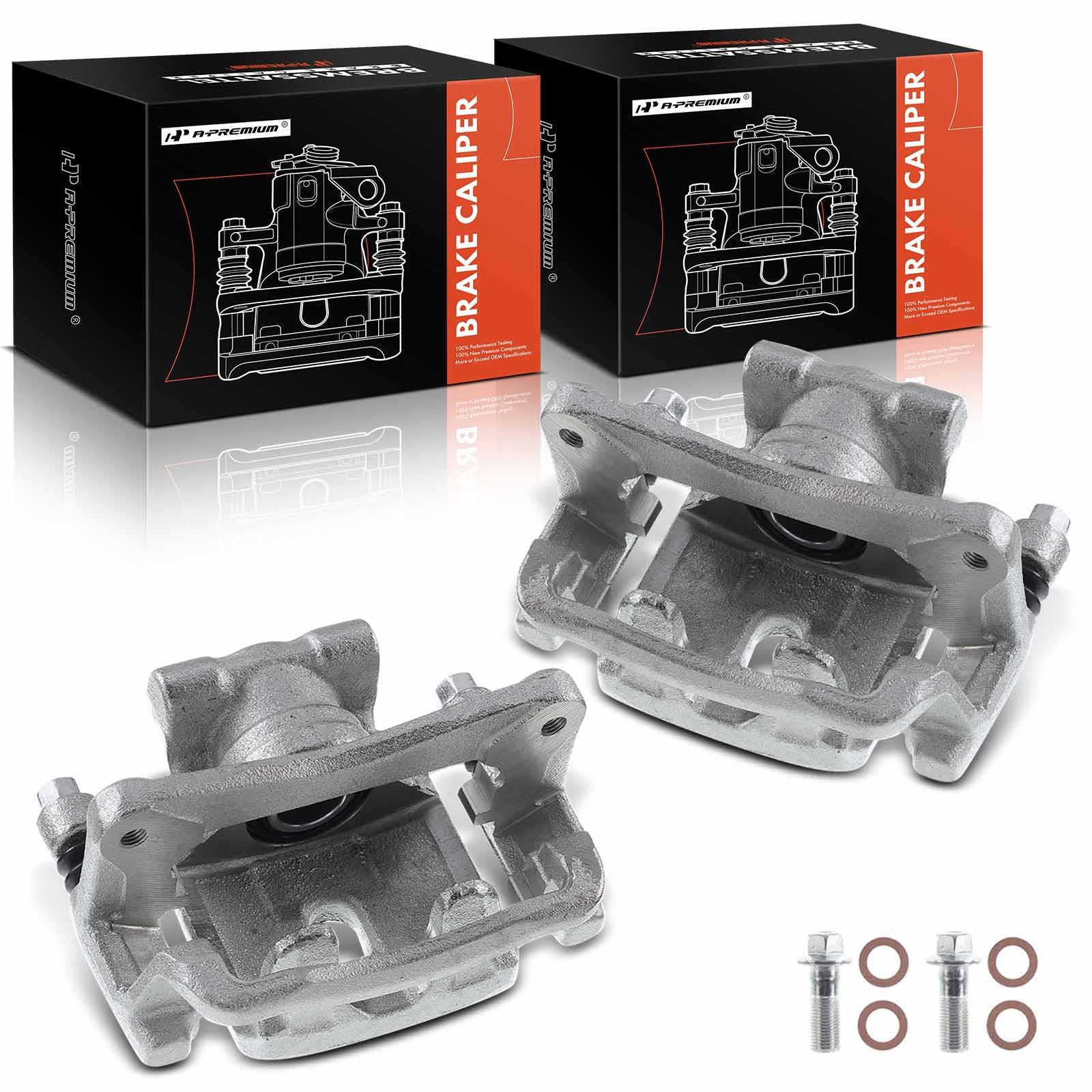 A-Premium Disc Brake Caliper Assembly with Bracket Compatible with Select Mitsubishi Models - Galant 2007-2009, Eclipse 2006-2012, V6 3.8L - Rear Driver and Passenger Side, 2-PC Set