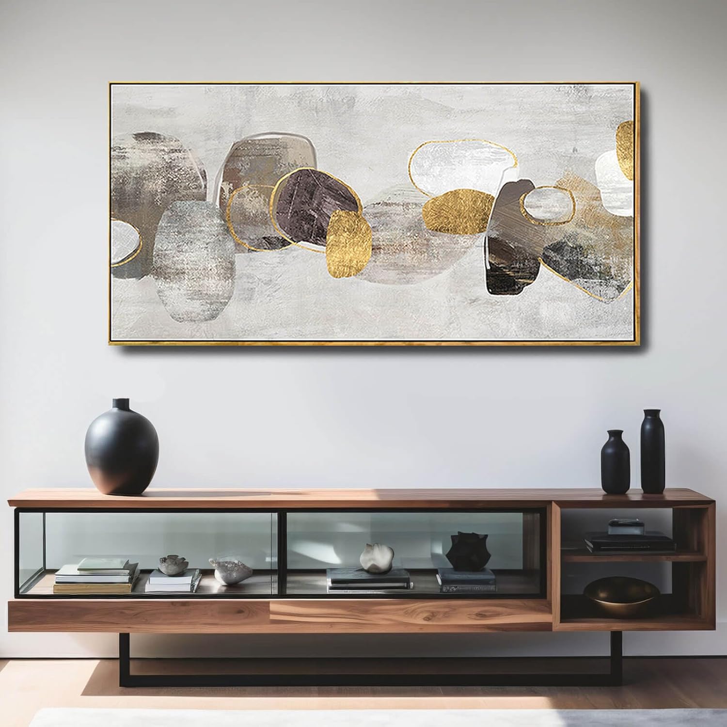 SDYA Gray Abstract Wall Art Decor 30x60 Inch Large Gold Wall Art Modern Artwork for Living Room Bedroom Office Wall Accents - Image 7