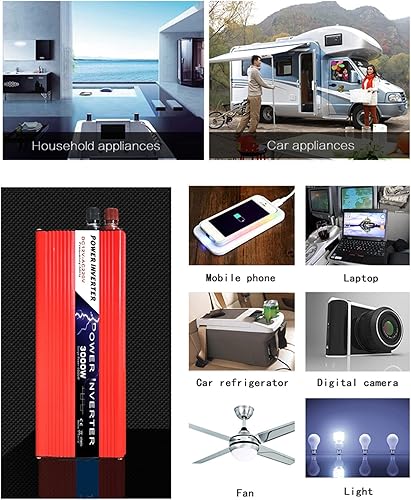 Miniatura 3 de Inversor de energía solar Inversor de corriente de onda sinusoidal modificada 1500W3000W (pico) DC 12V a 100V-120V AC Inversor de corriente dual