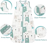 Vista 5 de ZIGJOY Saco de dormir para bebé, manta 100% algodón, sin mangas, saco de dormir de 0.5 TOG, saco de dormir suave para bebés de 0 a 6 meses, recién