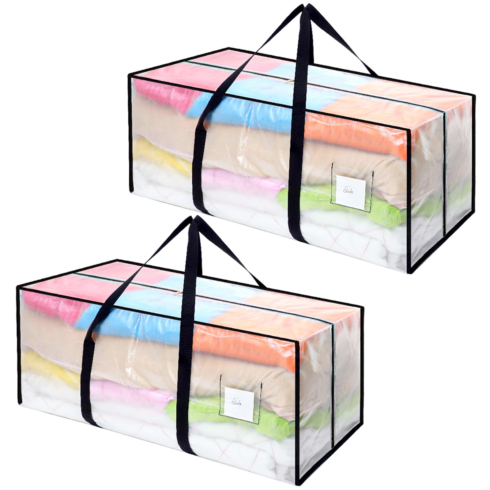 Dntorx 2 Pack 120L Moving Bags, Heavy Duty Moving Totes, Clear Waterproof Clothes Storage Bag with Zips