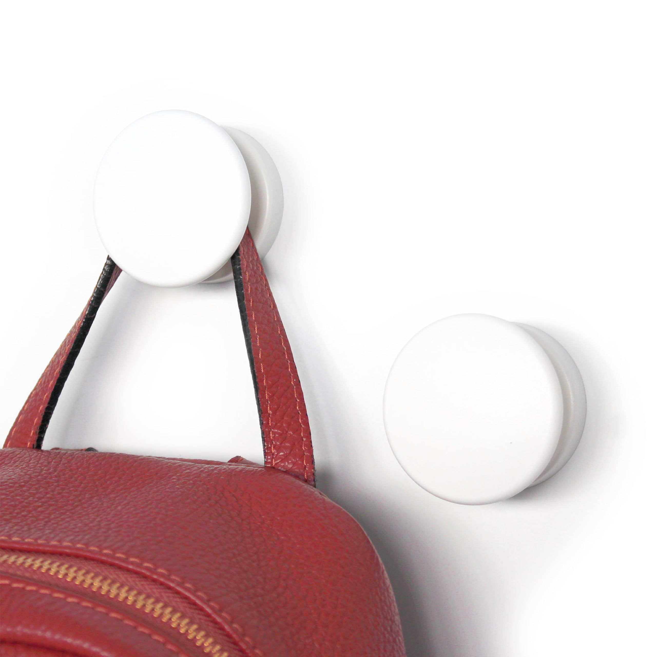 Kalamitica Matt White - Set Of 2 Magnetic Coat And Bag Hangers With Permanent Neodymium Magnet, Non-Slip And Anti-Scratch