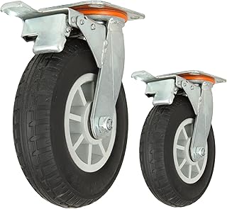 WOPPLXY 8 Inch Casters Set of 2 Heavy Duty Plate Casters, Locking Industrial Casters with Brake for Cart Furniture and Workbench Locking Replacement Load 3000Lbs