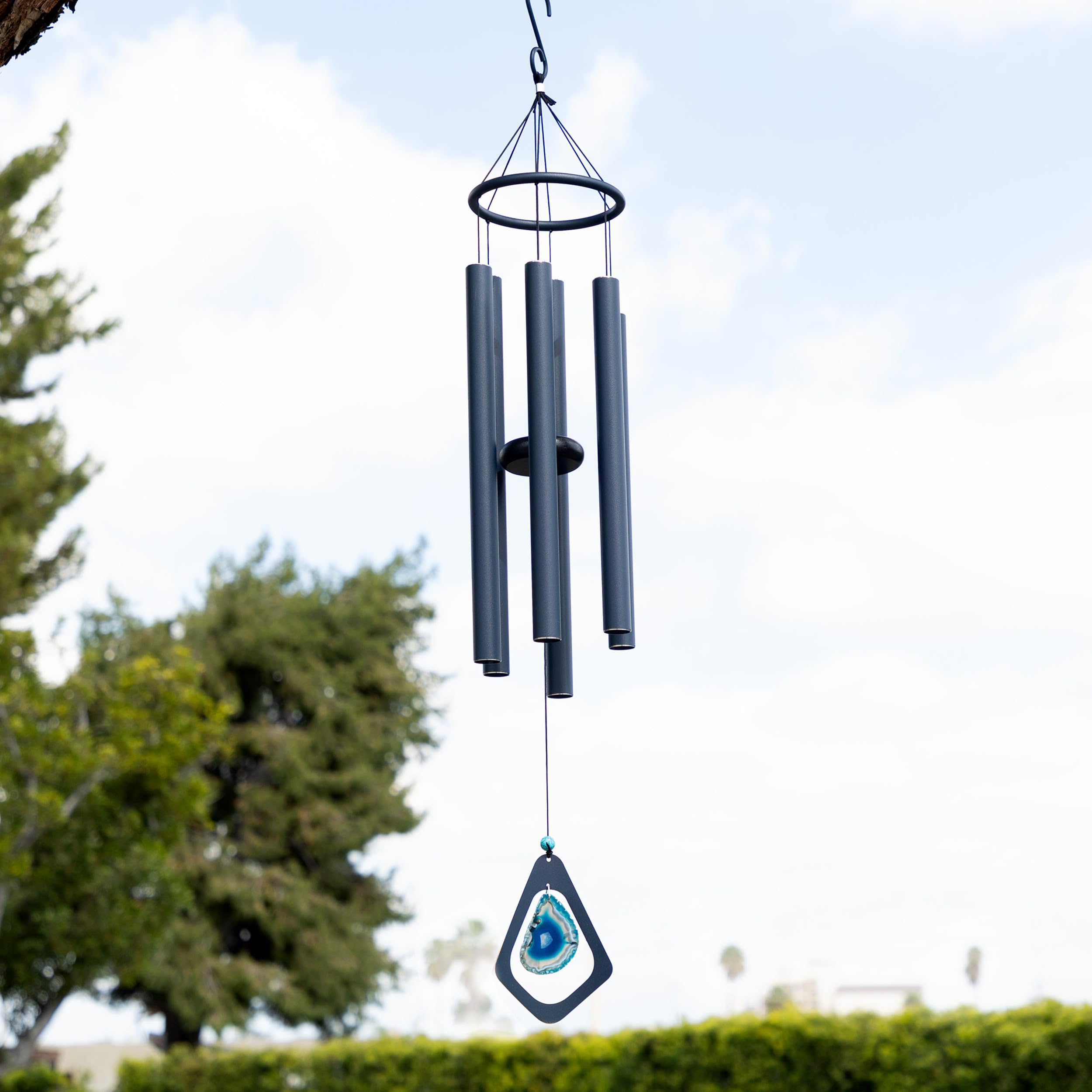 Alpine Corporation KAW122HH-BL Carillon à Vent en métal avec Pierre précieuse Bleu 99 cm