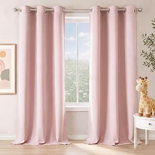 NICETOWN Blush Pink Room Darkening Curtains 96 Inches Long 2 Panels,W40