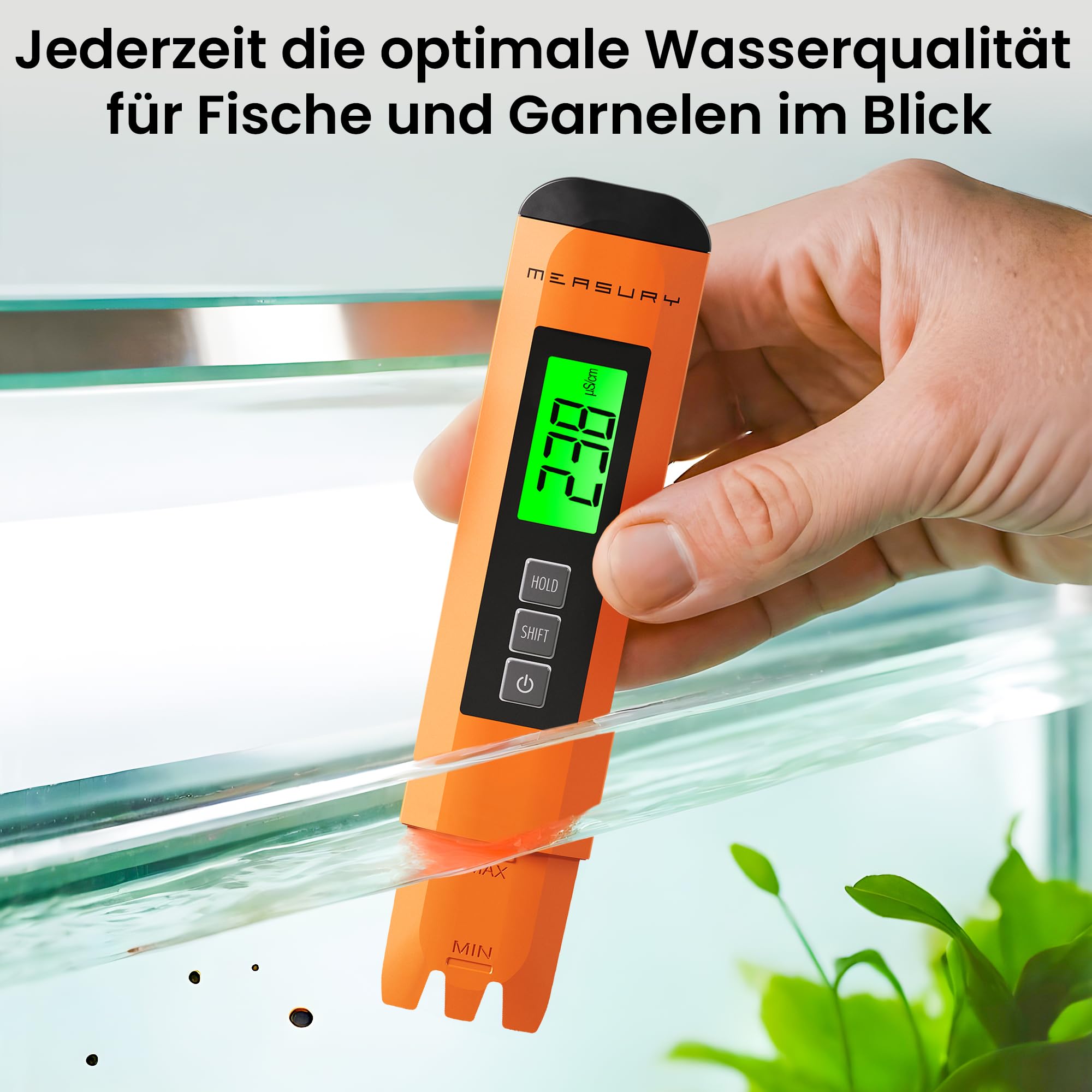 Measury Mikrosiemens Messgerät und PPM Messgerät Wasser, Wassertester Trinkwasser, TDS Messgerät für Trinkwasser, EC Messgerät, Leitwertmessgerät Aquarium - Leitfähigkeitsmessgerät Wasser Tester