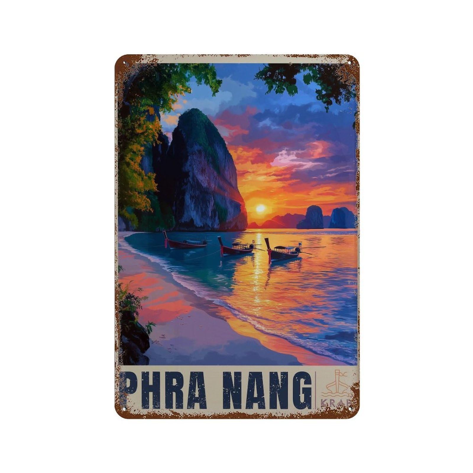 xiaoxiaoshen Phra Nang Beach Thailand Krabi Travel Wall Decor Art Metal Tin Poster Modern Home Decor Art Home Bar Shop Decorations Vintage Sign 30x20cm