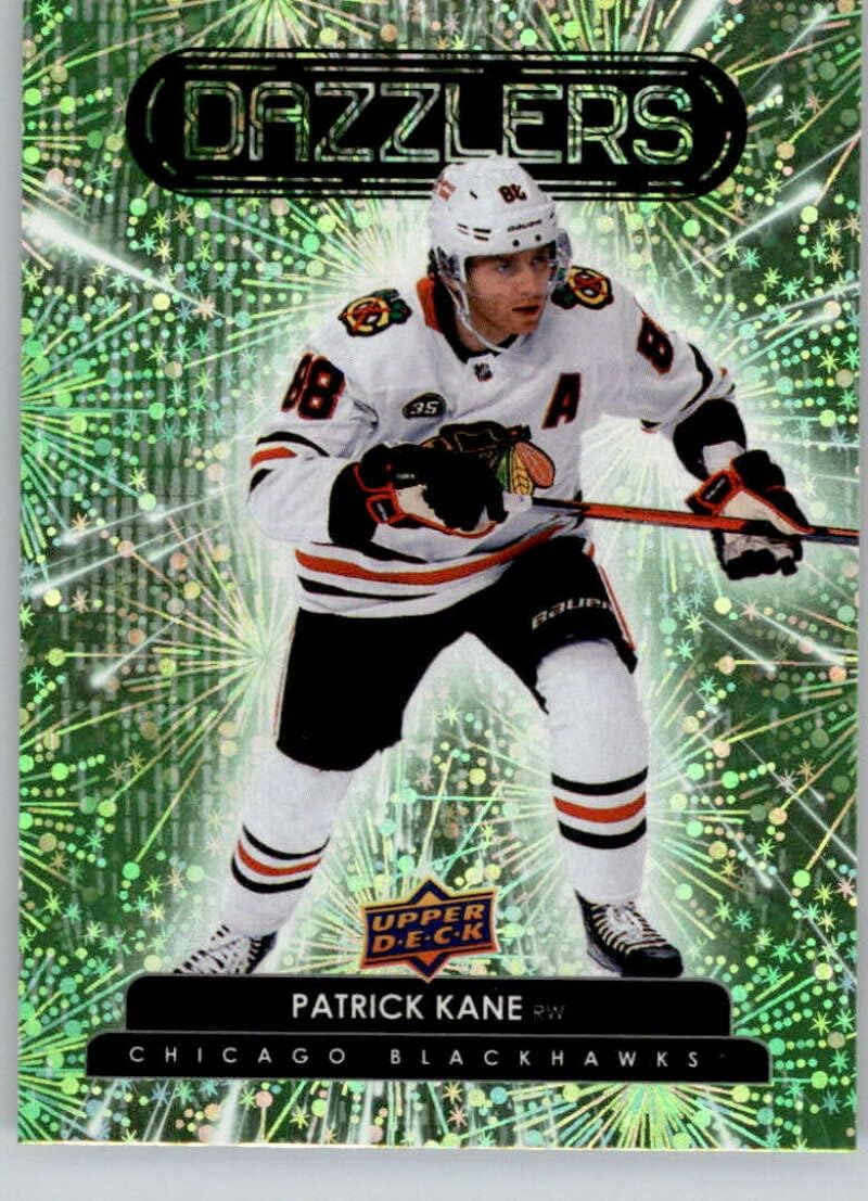 2022-23 Upper Deck Dazzlers Green #DZ-14 Patrick Kane Chicago Blackhawks Official NHL Hockey Card in Raw (NM or Better) Condition