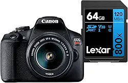 Câmera Digital Canon EOS Rebel T7+ S18-55 IS II BR kit com Cartão de Memória Lexar Blue 64GB