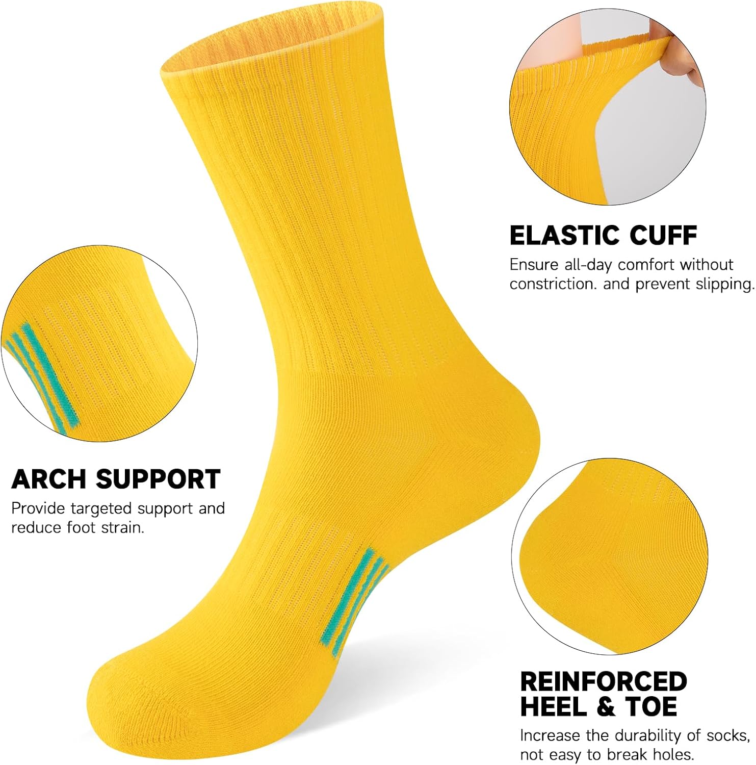 Heatuff Womens Crew Socks Cotton Running Cushion Athletic Calf Long Socks for Women 5 Pairs - Image 4