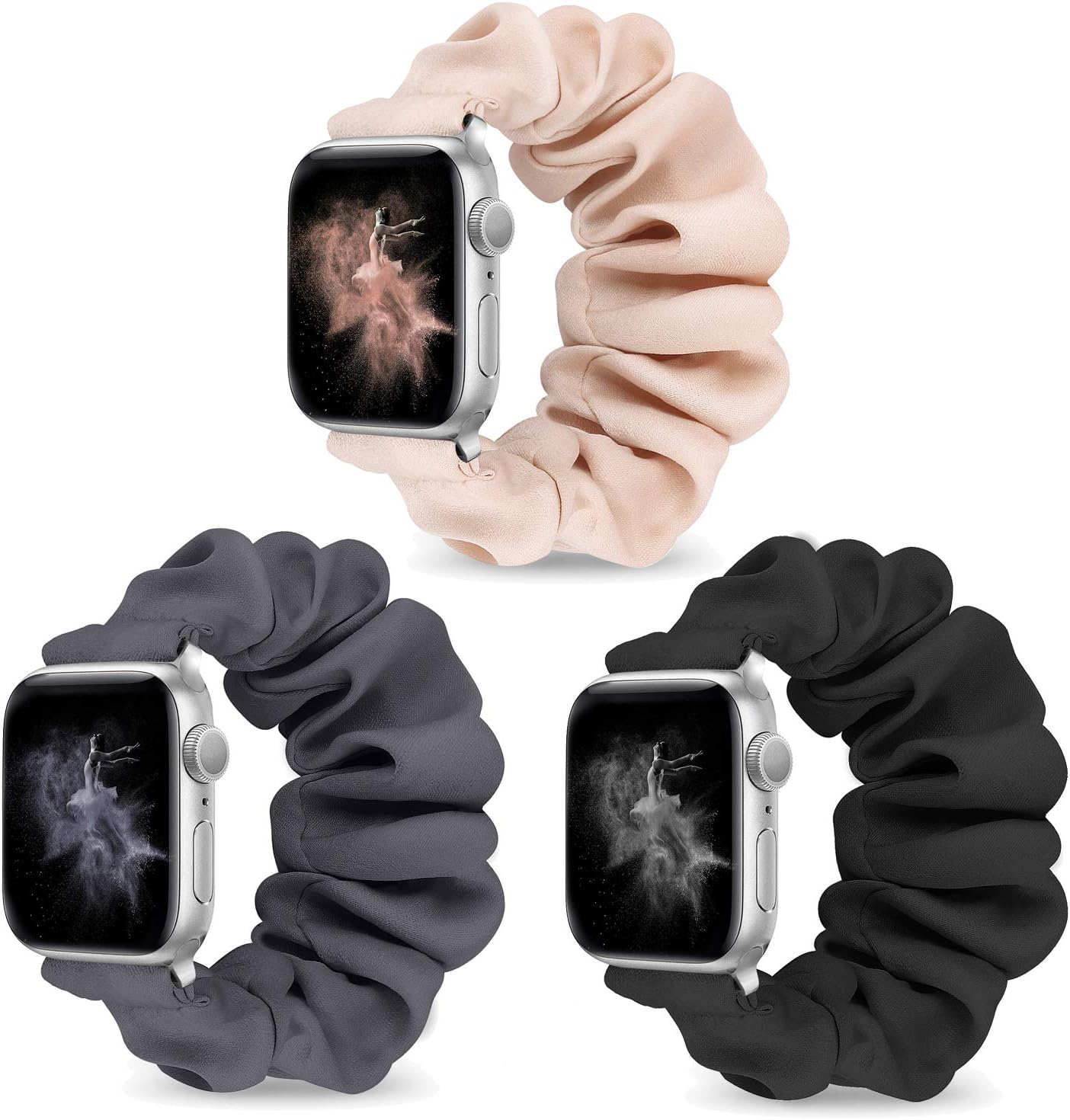 Compatible for Scrunchie Apple Watch Band 38mm 42mm 40mm 44mm Cute Fabric Elastic Watch Bands Women Bracelet Strap for Apple iWatch Series 6 SE 5 4 3 2 1