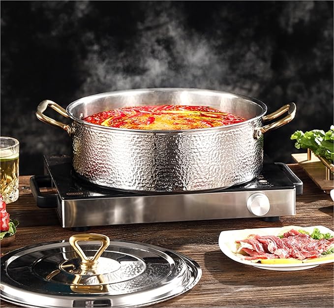 Olla Hot Pot con División Dual XDMINGY 26cm Plateado miniatura 4