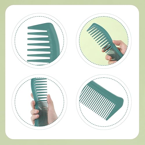 Miniatura 3 de 2 peines de dientes anchos, peine desenredante de 2 caras, dientes anchos y finos para mujeres y hombres, peine de dientes grandesgrandes,