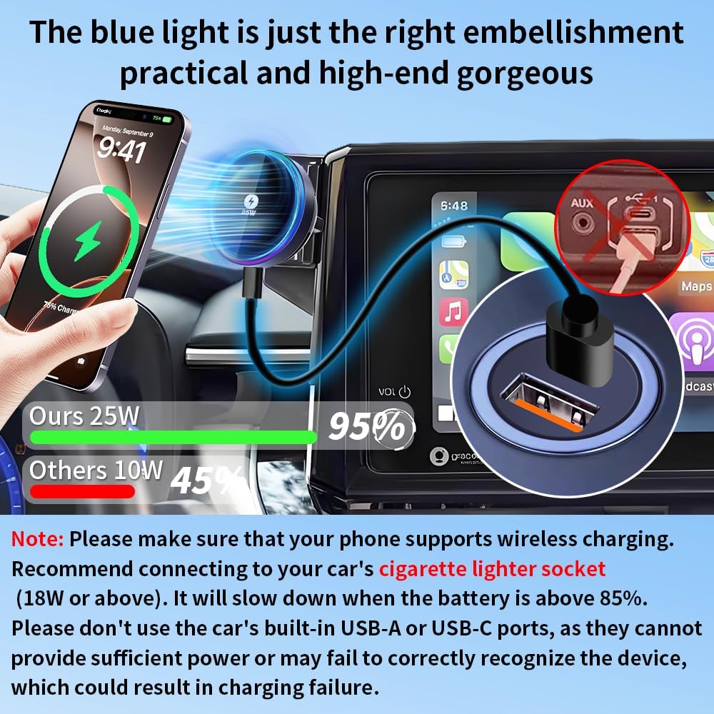 Qi2.2 Max 25W Fast Wireless Car Charger Phone Holder for Toyota Corolla 2020-2026 and Corolla Cross 2022-2026 [8-inch Screen] Auto Accessories Magnetic Cell Phones Mount Compatible with MagSafe