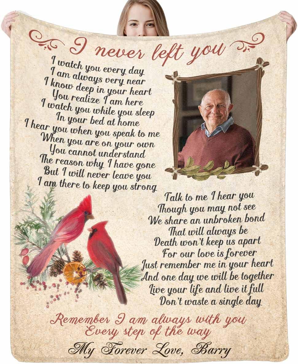 Custom Memorial Blankets with Photos Made in USA, Sympathy Bereavement Angel