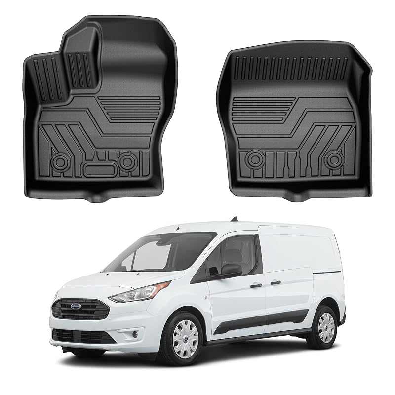 Tapetes Automotivos em TPE para Ford Transit Connect 2014–2021 T TGBROS, Dianteiros, Pretos, Kit com 2