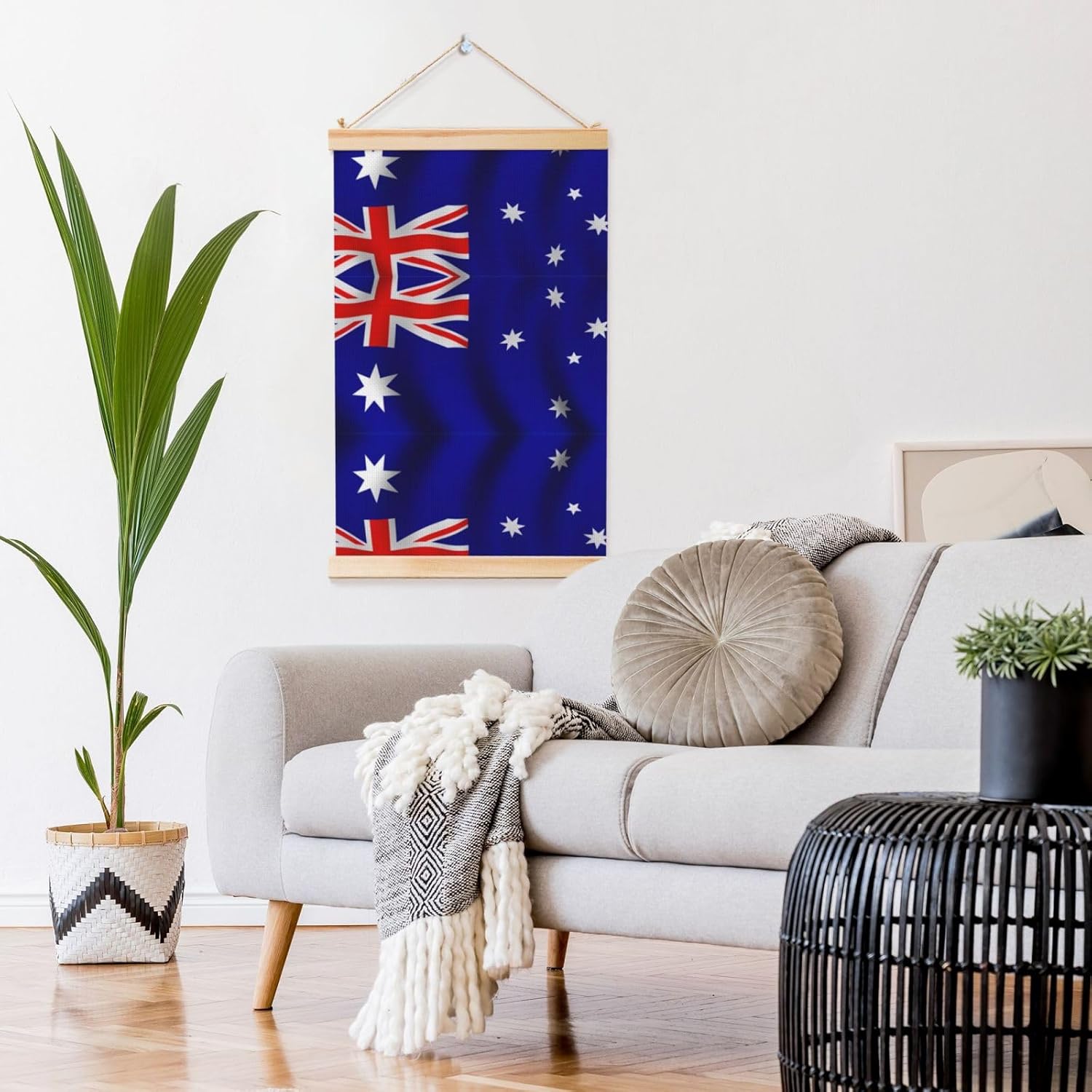 Australian Flag Print Poster Hanger,Hanging Poster, Poster Frame,Wood Poster Hanger, For Wall Hanging