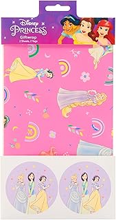 UK Greetings | Disney Princess Multipack of Wrapping Paper & Tags for Her/Girl | Gift Wrapping Set | Birthdays/Weddings/Mo...