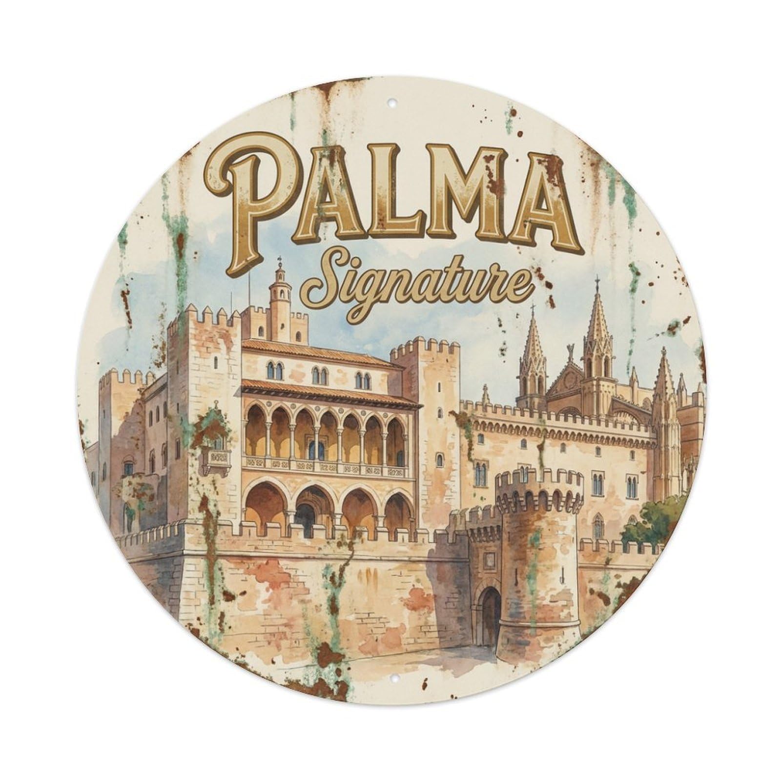 Tgrcjimh Style Metal Tin Sign Vintage Travel Palma Spain Symbol