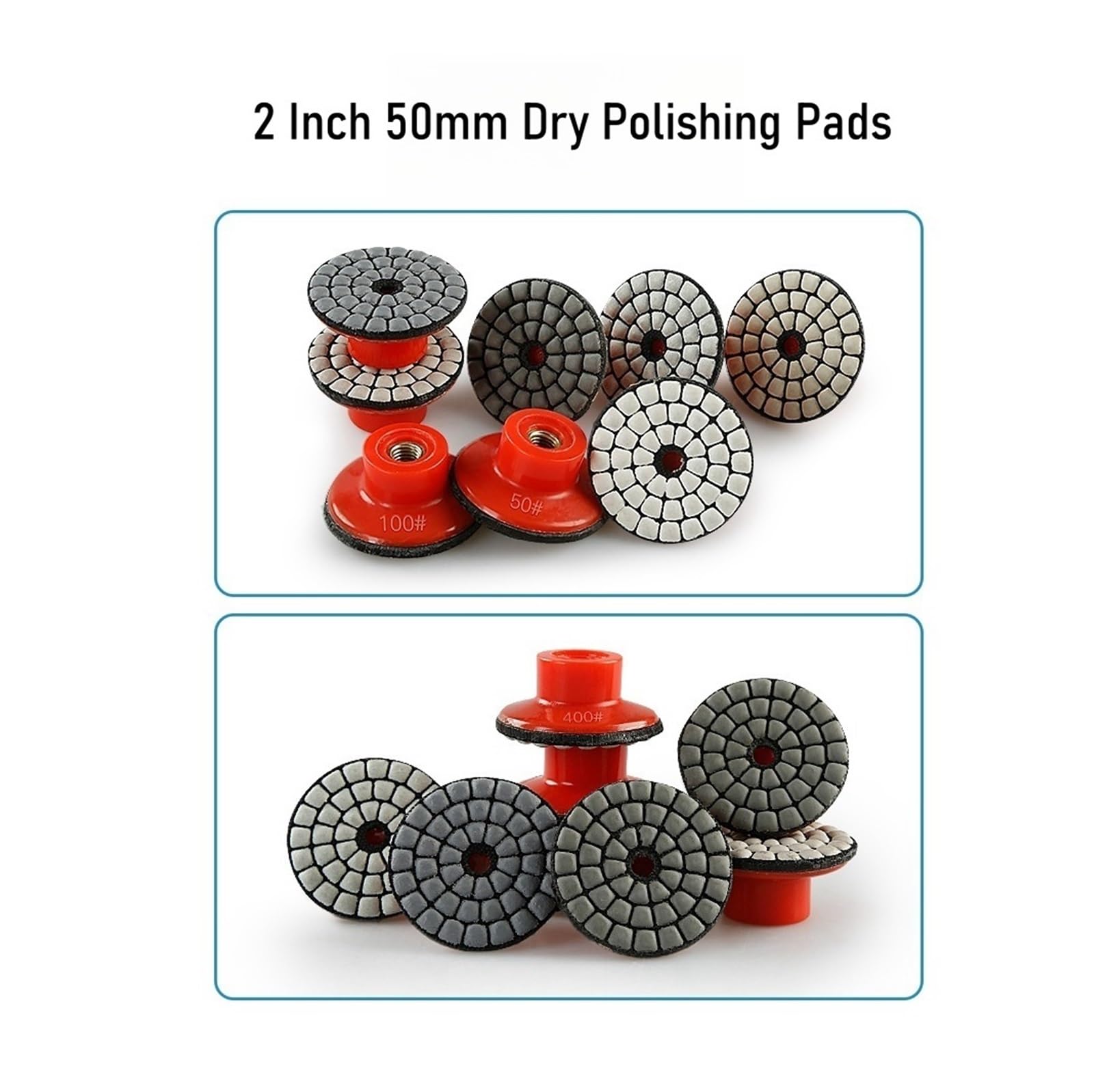 Almohadillas De Pulido De Diamante, 7 Unidades, Pulido En Seco Sin Rayones | Almohadillas De Resina Para Lijado En Seco, Aptas Para Mármol Y Granito (7 pcs 50 mm Two Hundred)