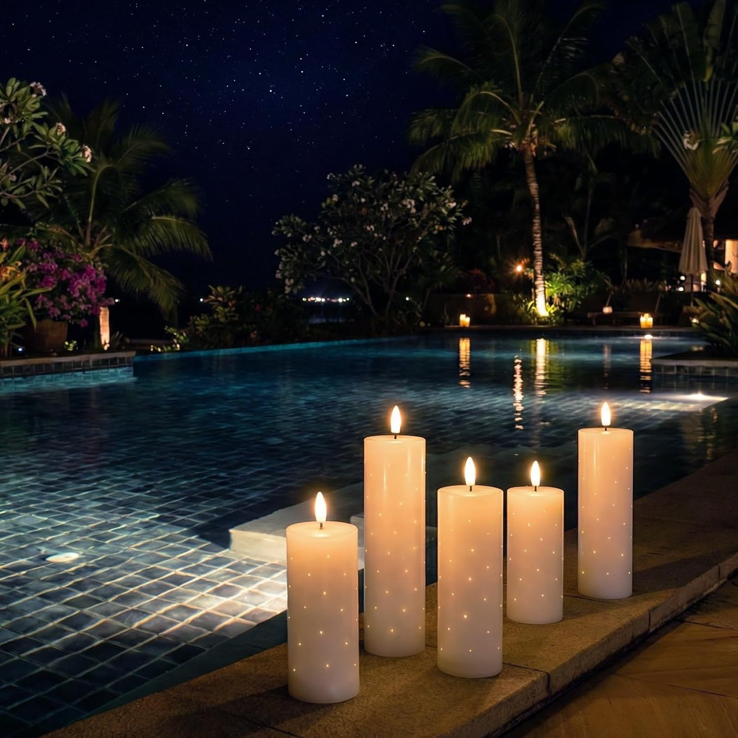 Flameless LED Flickering Fiber Optic Candles, 3Pack Warm Battery-Operated Fake Candles with Timer, 2”Diameter, 4.72/6.3/7.87 Inch Heights for Wedding, Centerpiece, Christmas, Halloween Decor