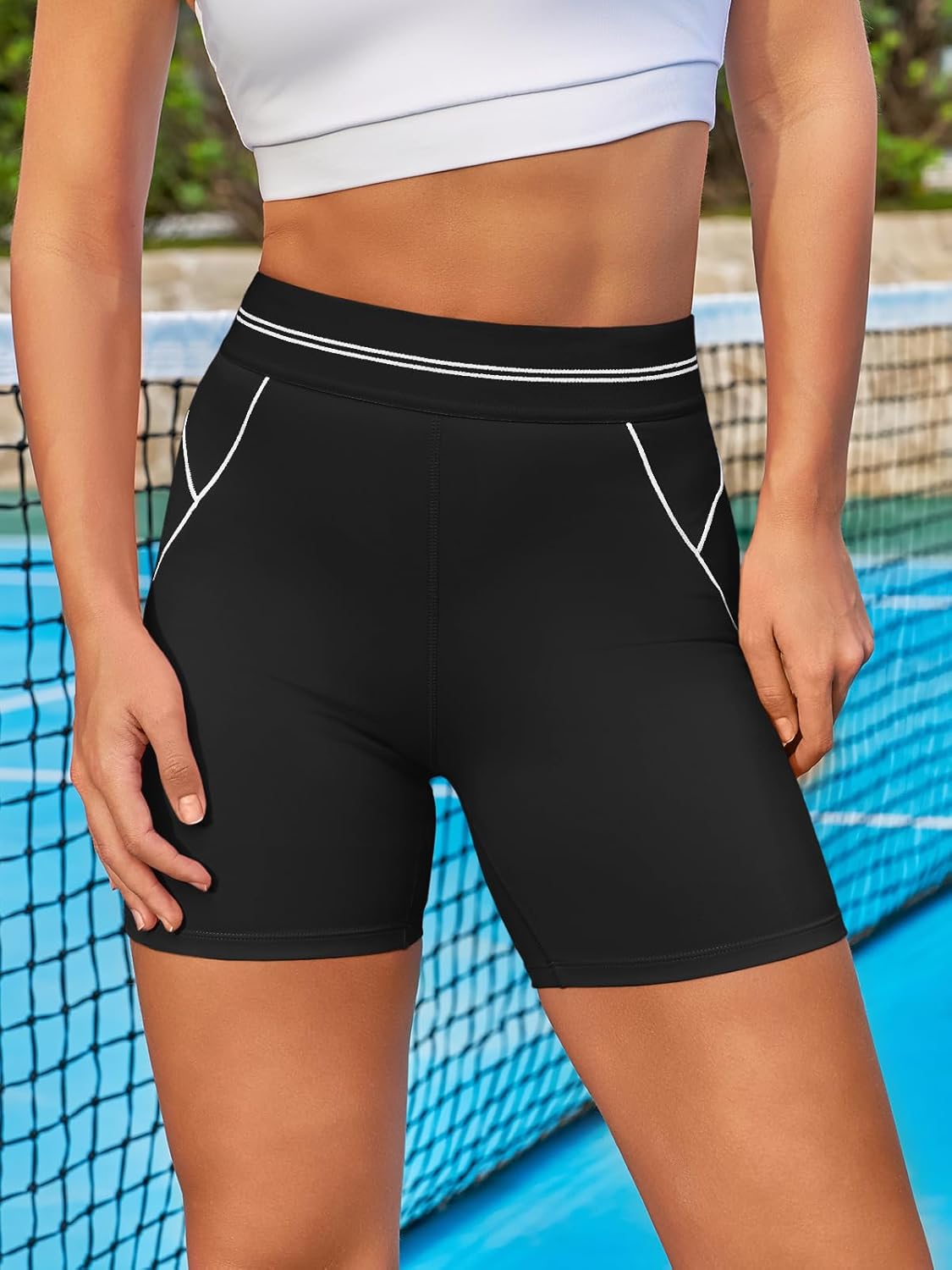 Aoysky Womens Buttery Soft Biker Shorts 6" High Waisted Workout Gym Yoga Running Athletic Shorts - Image 2