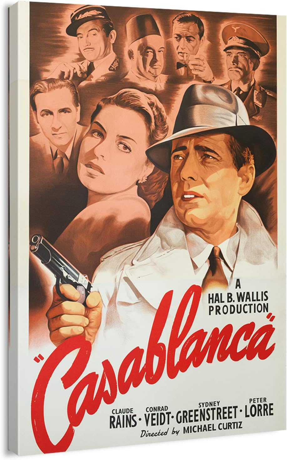 Canvas Print Wall Art - Vintage Movie Poster for Casablanca, 1942-24x36 inches