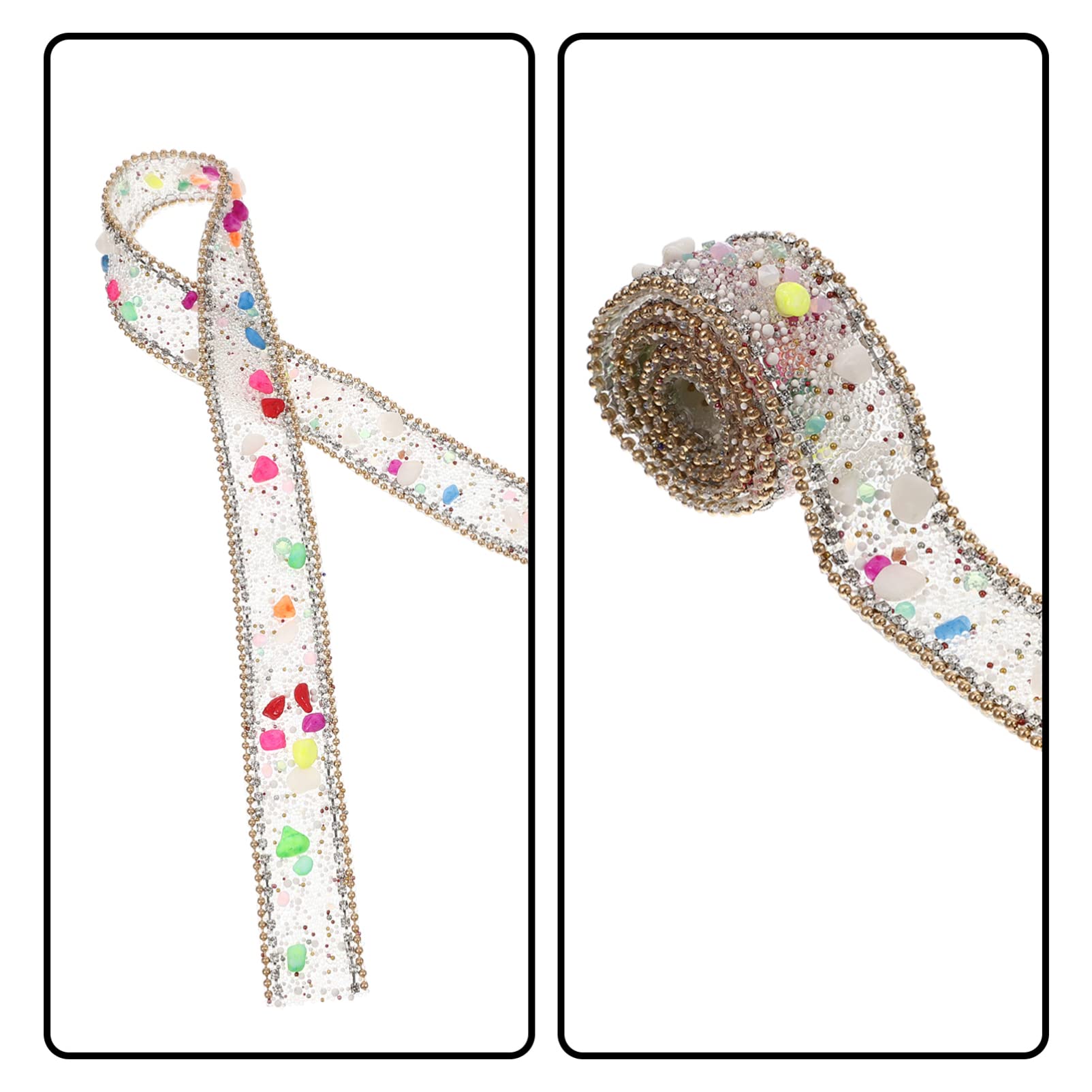 Weißes Kristall-Strassband, Diamant-Bling-Rolle, künstlicher Edelstein, Perlenapplikation, Kettenverzierung, Nähzubehör für DIY, Hochzeit, Brautkleid, Telefondekoration, 2,5 cm breit, 1 Meter (bunt)