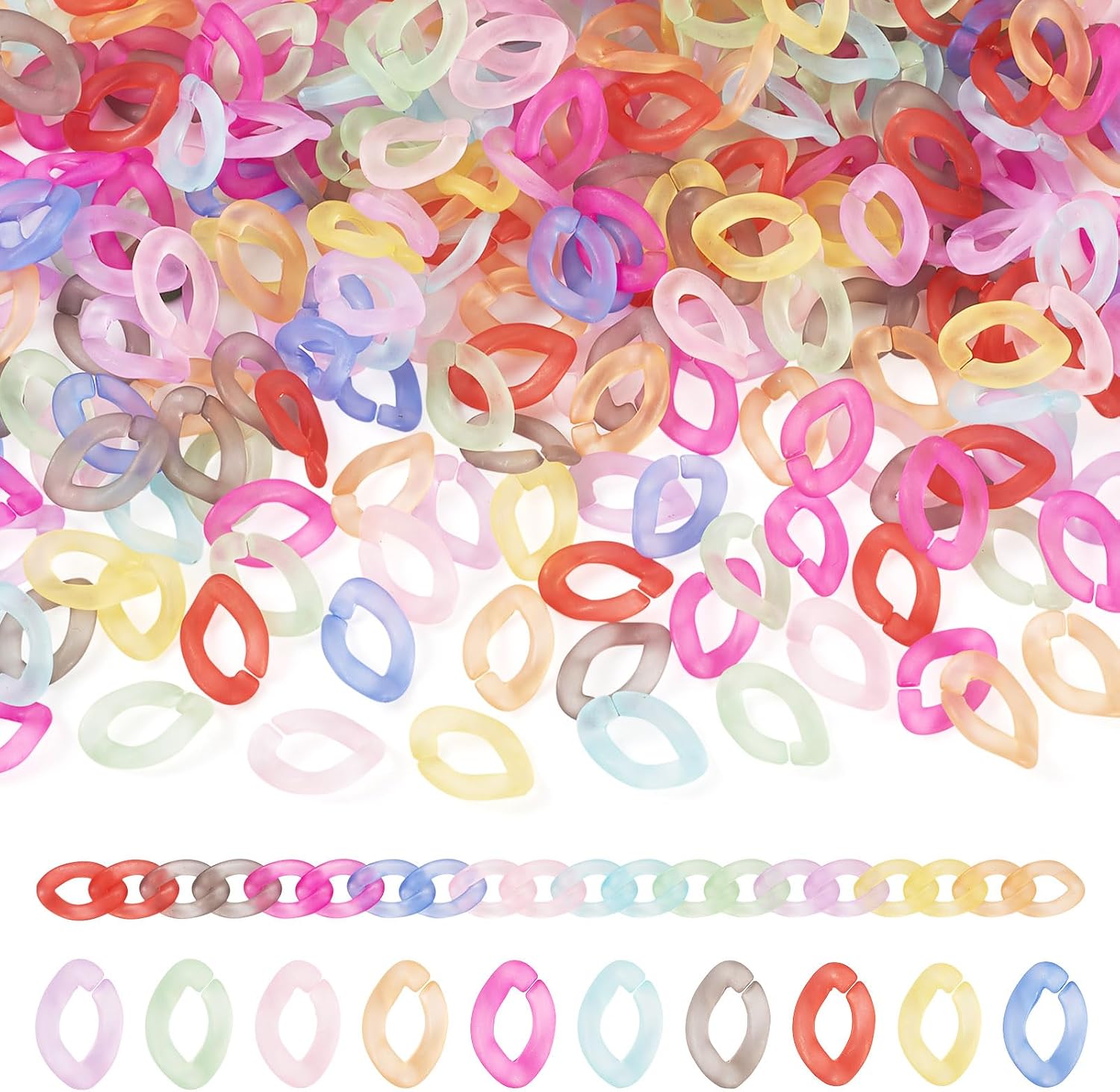 400 Pcs Acrylic Linking Rings, Plastic Chains Link Connectors Twist Oval Quick Open Link Connectors C-Clip Hooks for Earring Necklace Eyeglass Purse Phone Chain DIY Craft 16.5x11mm