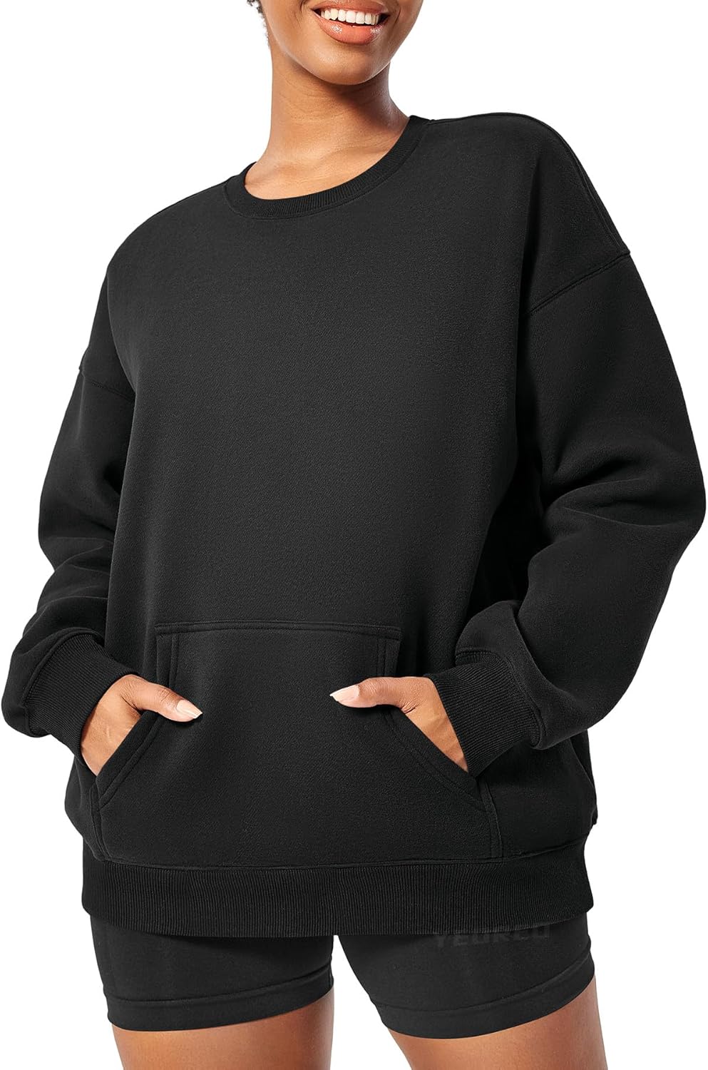 YEOREO Womens Oversized Sweatshirts Hoodies Crew Neck Pullover Jocely Fleece Long Sleeve Shirts with Pocket